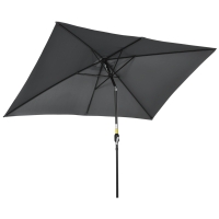 Outsunny 3x2m Patio Parasol Garden Umbrellas Canopy with Aluminium Tilt Crank Rectangular Sun Shade Steel, Black