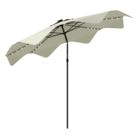 Outsunny Solar Patio Umbrella 3x3m with LED Cream White