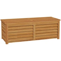Outsunny 292L Outdoor Storage Box, Wooden Deck Box Garden Storage Container for Balcony, Porch, Poolside, Light Brown(m-1)