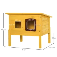Pawhut Garden Wooden Cat House Hide Cage Outdoor Pet Play Home Waterproof Roof Kitty Shelter Kennel w/ith Door & Window(m-3)