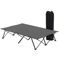 Outsunny Double Camping Cot Bed, with Bag - Charcoal Grey(m-10)