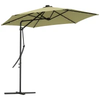Outsunny 3(m) Solar LED Cantilever Parasol - Beige(m-10)