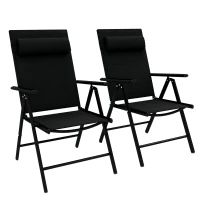 Outsunny Set of Two Padded Garden Chairs - Black(m-10)