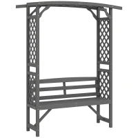 Outsunny Garden Bench, Wooden Garden Arbour with Seat for Vines/Climbing Plants, Grey(m-10)