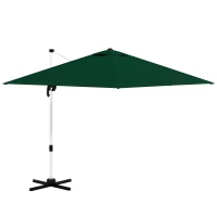 Outsunny Square Cantilever Garden Parasol, with Five-Position Canopy - Green(m-10)