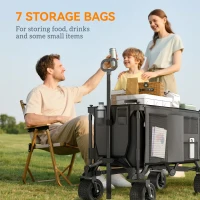 Outsunny Folding Garden Trolley, Cargo Traile on Wheels, Collapsible Camping Trolley, Outdoor Utility Wagon, Dark Grey(m-8)