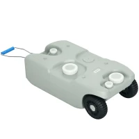 Outsunny Abwassertank, 40L, rollbar, mit Schlauch, sprintzfrei, HDPE, 37x23x80cm, Grau(m-10)