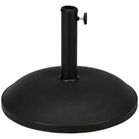 Outsunny 25 kg Parasol Base, Heavy Duty Concrete Patio Umbrella Stand with Adjustable Knob, 49 cm Round Garden Parasol Holder for 35 to 48 mm Poles, Black(m-1)