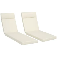 Outsunny Set of 2 Sun Lounger Cushions, Replacement Cushions for Rattan Furniture with Ties, 196 x 55 cm, Cushion ONLY, Cream White(m-10)
