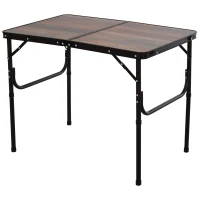 Outsunny 3ft Folding Camping Table Height Adjustable Aluminium Outdoor Garden Party Picnic BBQ Trestle Table Field Kitchen(m-1)