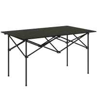 Outsunny Two-Seater Portable Aluminium Table, with Roll-Up Tabletop and Bag - Black(m-9)