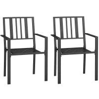 Outsunny Set of Two Minimal Metal Garden Chairs - Black(m-10)