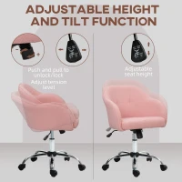 HOMCOM 46-56 cm Teddy Fleece Office Chair - Pink(m-4)