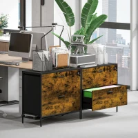 HOMCOM Móvel Arquivo para Escritório com 2 Gavetas Bloco de Gavetas para Arquivos com Fechadura para Pastas Suspensas Tamanho A4 e Carta 80x39x73,5 cm Preto e Marrom(m-9)