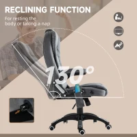 Vinsetto Massage Office Chair Recliner, Ergonomic Gaming Heated Home Office Padded & Swivel Base, Velvet-Feel Fabric, Grey(m-7)