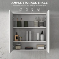 HOMCOM 60 x 15 cm Double Door Bathroom Mirror Cabinet - White(m-4)