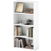 HOMCOM Bücherregal mit 4 Regalen und 2 Flexiblen Regalen, aus Holz, 60x24x115,5 cm, Weiß