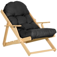 HOMCOM Fauteuil Sessel für Salon Klappbar und verstellbar aus Holz Bequemer Relaxsessel mit dick gepolstertem Steppkissen