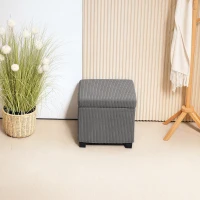 HOMCOM Aufbewahrungshocker 30 L mit abnehmbarem Deckel, gepolsterter Würfelhocker aus Ripp-Veloursstoff, 40 x 40 x 40 cm, Grau(m-5)