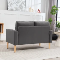HOMCOM Modernes 2-Sitzer-Sofa aus Samt 127 cm mit dickem Polster, 2 Zierkissen und geknöpfter Sitzfläche, Grau(m-4)