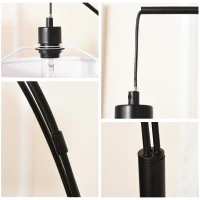 HOMCOM Stehlampe mit 3 Lichtern und flexiblen Armen, Marmorsockel und Metallständer, 103x34.5x205cm, Schwarz und Weiß(m-3)
