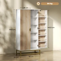 HOMCOM Küchenschrank mit 12 Türregalen, verstellbaren Regalen, 58x29x119,5 cm, weiß(m-3)