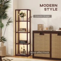 HOMCOM Four-Shelf Floor Lamp - Dark Brown(m-8)