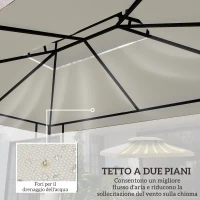 Outsunny Copertura per Gazebo da Giardino Tetto Sostitutivo Anti-UV Impermeabile in Poliestere 3x4m, Beige(m-4)