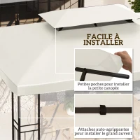 Outsunny Toit de Rechange pour Tonnelle Crème 3 x 4 m(m-5)