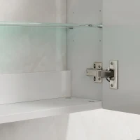 HOMCOM Wand-Badewandschrank aus Holz mit 3 Verstellbaren Glasregalen auf 3 Ebenen, 40x15x55 cm, Glänzendes Weiß(m-3)