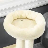 PawHut Kratzbaum für Katzen mit Kratzmatte und Sisalkratzpfosten, Abnehmbarem Häuschen und Liegefläche, 60x30x83cm, Beige(m-4)