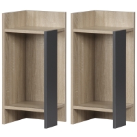 HOMCOM Nachttischset Modernes Grau mit Offener Ablage, 2 Stück aus Spanplatte für Schlafzimmer und Wohnzimmer, 27x25x60cm