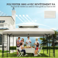 Outsunny Toit de Rechange pour Tonnelle Crème 3 x 4 m(m-6)