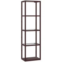 HOMCOM Four-Shelf Floor Lamp - Dark Brown(m-1)