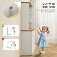 HOMCOM Bufet de Bucătărie cu 3 Compartimente Deschise, 101x39x180,5 cm, Alb(m-6)