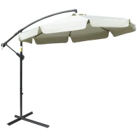Outsunny Sonnenschirm mit Schwenkarm aus Metall und Polyester mit Kurbel, Ø2,7x2,7 m, Beige(m-5)