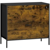 HOMCOM Móvel Arquivo para Escritório com 2 Gavetas Bloco de Gavetas para Arquivos com Fechadura para Pastas Suspensas Tamanho A4 e Carta 80x39x73,5 cm Preto e Marrom(m-1)