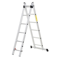 HOMCOM Multifunktionsleiter aus Aluminium 2,5 m, faltbar und tragbar, rutschfester Fuß, maximale Traglast 150 kg, Silber