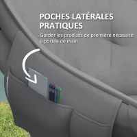 Outsunny Chaise de camping pliante portable et légère avec siège rembourré, poches latérales et sac de transport, gris foncé(m-6)