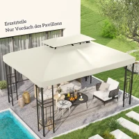 Outsunny Ersatzdach für Metallpavillon 3x4m wasserabweisend Pavillondach mit Doppeldach, Ersatzbezug für Gartenpavillon Partyzelt Gartenzelt Polyester Cremeweiß(m-2)