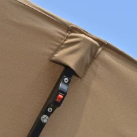 Outsunny Doppelschirm 4,5m mit 48 LED-Lichtern und Kurbel, Khaki(m-3)