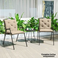 Outsunny Set von 2 Gartenkissen für Stühle im Außenbereich, Stuhlkissen mit Befestigungen, Gartenkissen 98 x 50 x 8 cm beige(m-4)