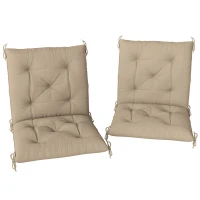 Outsunny Set von 2 Gartenkissen für Stühle im Außenbereich, Stuhlkissen mit Befestigungen, Gartenkissen 98 x 50 x 8 cm beige(m-6)