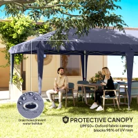 Outsunny Folding Pavilion 6 x 3m, Removable Side Walls, Large Windows, Zipper Doors, Steel Frame, Blue(m-6)