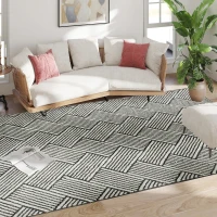 HOMCOM Teppich Wohnzimmer 230 x 160 cm kurzer Flor maschinenwaschbar hypoallergen für Wohnzimmer, Schlafzimmer, Büro, Hellgrau(m-5)