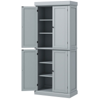 HOMCOM Küchenschrank Buffetschrank moderner Stil mit Schränken, verstellbaren Regalen, 76 x 40,5 x 184 cm, Grau