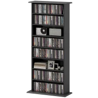 HOMCOM CD-Regal mit 6 verstellbaren Regalen, Kapazität 360 CDs/185 DVDs, 58x24x124,5 cm, Schwarz(m-1)