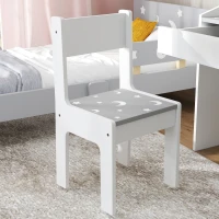 AIYAPLAY Set Sedia e Tavolino per Bambini 3-6 Anni con Organizzatore e Cassetto Estraibile, in Legno Grigio(m-9)