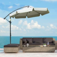 Outsunny Sonnenschirm mit Schwenkarm aus Metall und Polyester mit Kurbel, Ø2,7x2,7 m, Beige(m-2)