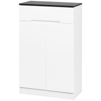 HOMCOM Schlanke Schuhablage für 12 Paar im Eingangsbereich mit 3 Verstellbaren Regalen und Schublade, aus Spanplatte Weiß, 60x32x100 cm